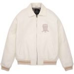 Men’s Avirex Crocodile Icon White Leather Jacket - Front