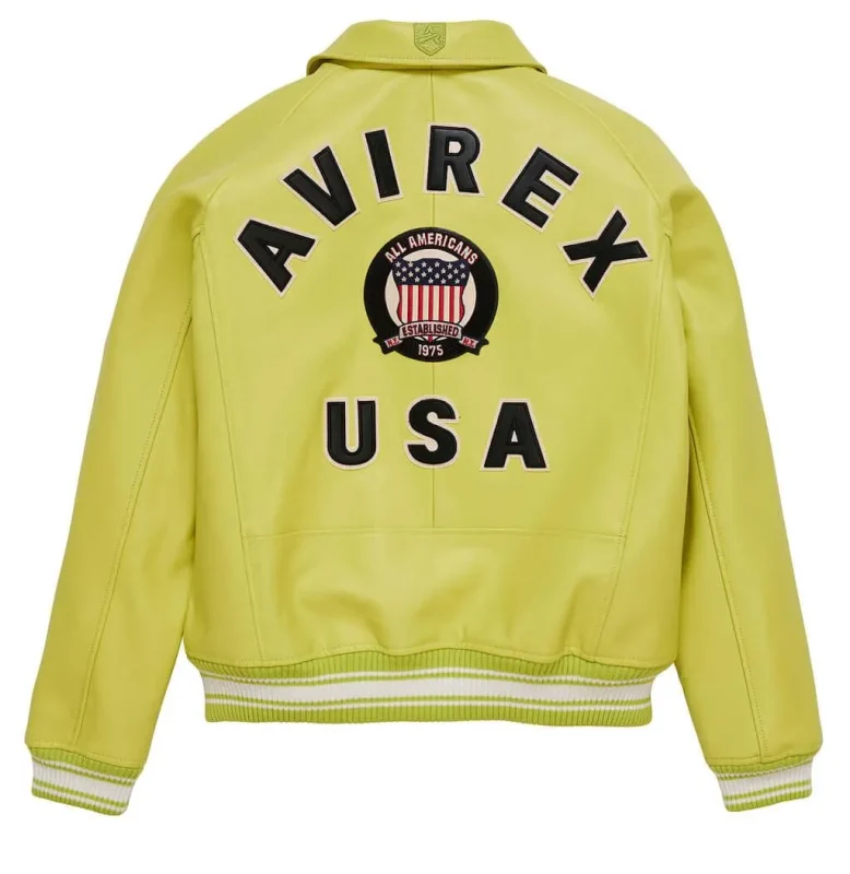 Mens Avirex Icon Yellow Leather Jacket - Back