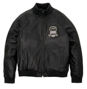Mens Avirex Leather Track Jacket - Front