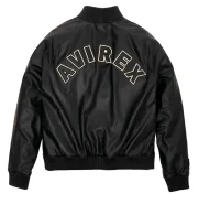 Mens Avirex Leather Track Jacket - Back