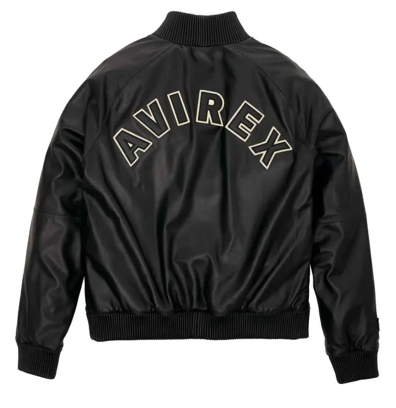Mens Avirex Leather Track Jacket - Back