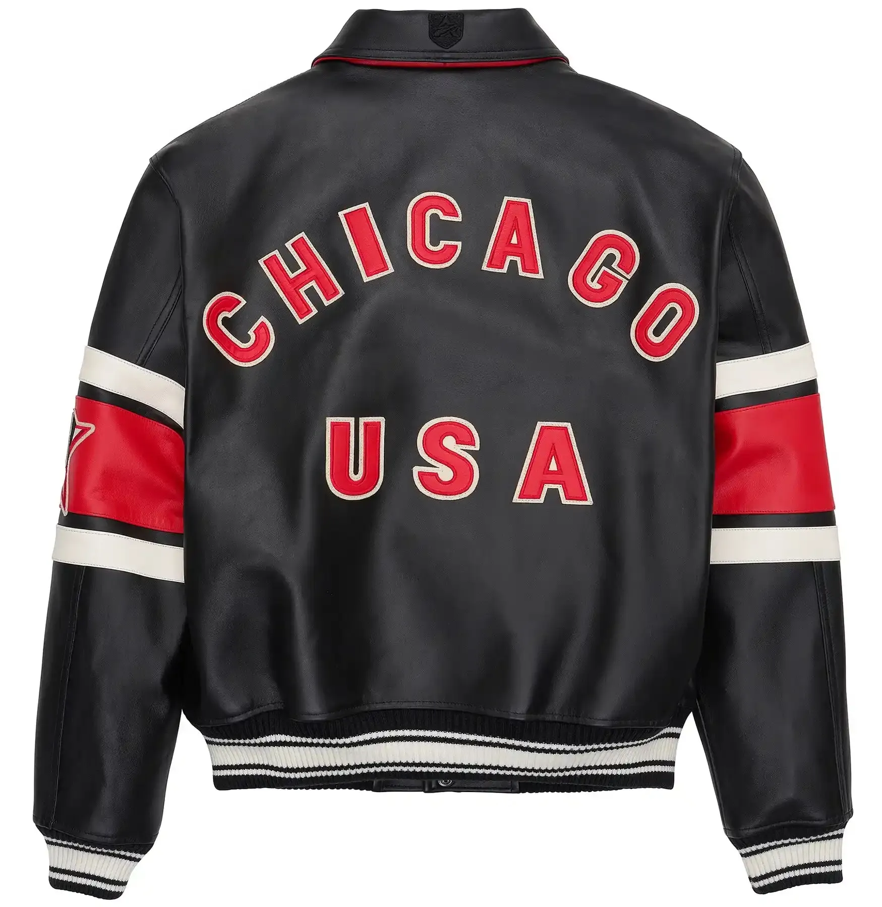 Men's Avirex Limited Edition Chicago Black Leather Jacket. Men's Avirex Limited Edition Chicago Black Leather Jacket - Image 2