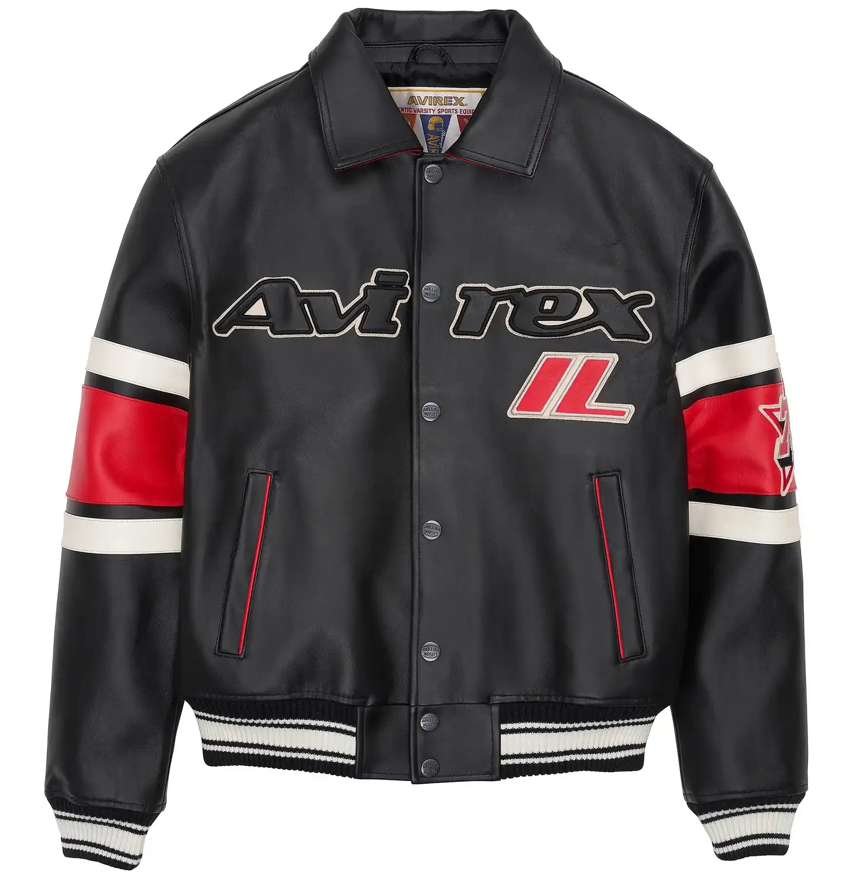 Men's Avirex Limited Edition Chicago Black Leather Jacket Men's Avirex Limited Edition Chicago Black Leather Jacket - Front