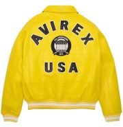 Men’s Avirex Limited Edition Crocodile Yellow Leather Jacket - Back