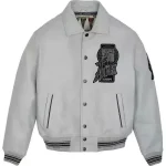 Men's Avirex Limited Edtion Grey Twin Dragon Leather Jacket - Front