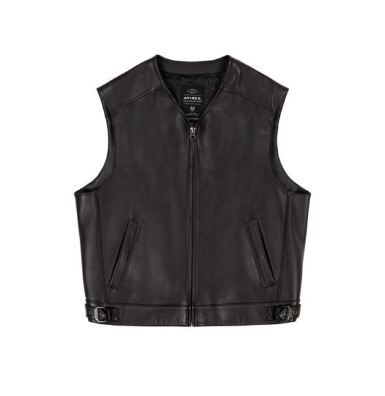 Men's Avirex Rides Leather Vest - Front