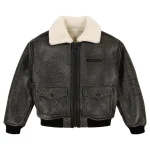 Men's Avirex Shearling Real Fur Leather Jacket - Front