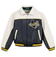 Men's Avirex Soccer Leather Bomber Jacket - Front