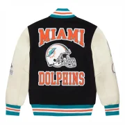 Miami Dolphins OVO Black Full-Snap Varsity Jacket - Image 2