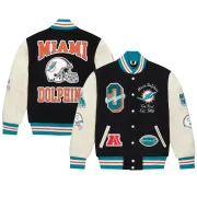 Miami Dolphins OVO Black Full-Snap Varsity Jacket - Image 4