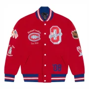 Montreal Canadiens OVO x NHL Red Full-Snap Varsity Jacket
