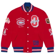 Montreal Canadiens OVO x NHL Red Full-Snap Varsity Jacket
