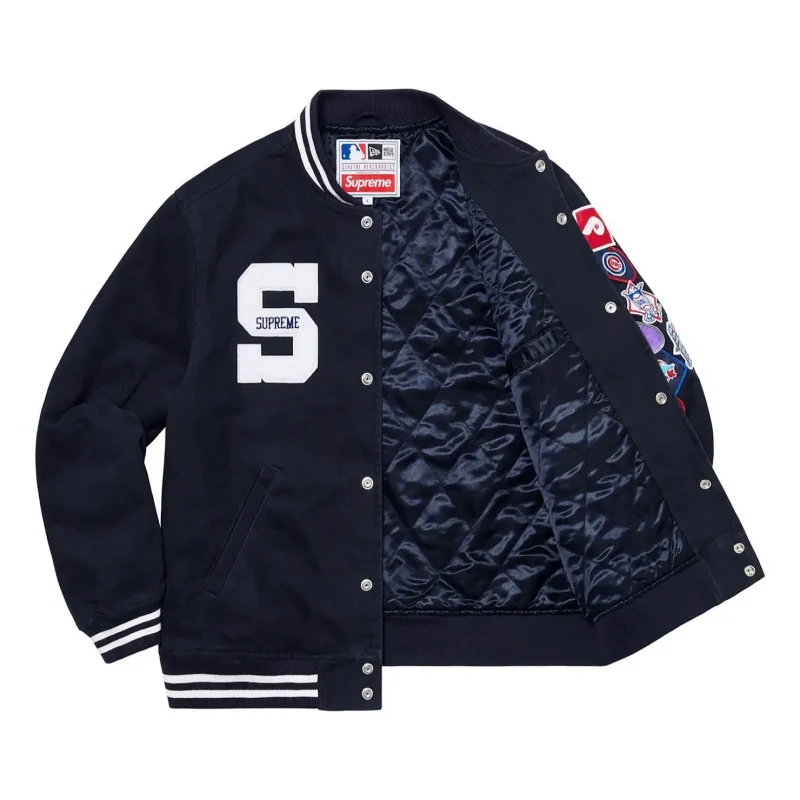 Supreme New Era MLB Black Varsity Jacket