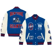 New York Giants OVO Royal Full-Snap Varsity Jacket - Image 4