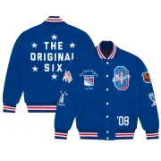 New York Rangers OVO x NHL Blue Full-Snap Varsity Jacket - Image 4