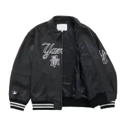 New York Yankees Supreme Kanji Black Leather Jacket