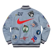 Supreme x Nike NBA Team-Inspired Blue Varsity Warm-Up Jacket - Back