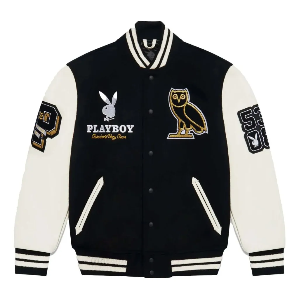 OVO-Playboy-Black-Varsity-Jacket OVO Playboy Black Varsity Jacket - Image 1