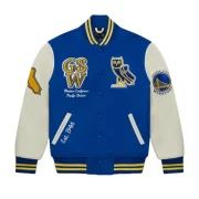 Golden State Warriors OVO X Wool & Leather Varsity Jacket