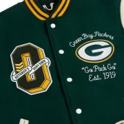 OVO x NFL Green Bay Packers Green Full-Snap Varsity Jacket - Image 3
