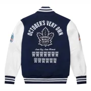 OVO x Toronto Maple Leafs Varsity Jacket Blue - Image 2