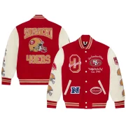 San Francisco 49ers OVO Scarlet Full-Snap Varsity Jacket - Image 4