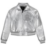 Shine Bright Limited Edition Cropped Metallic Icon Silver Jacket - Front