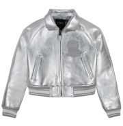 Shine Bright Limited Edition Cropped Metallic Icon Silver Jacket - Front