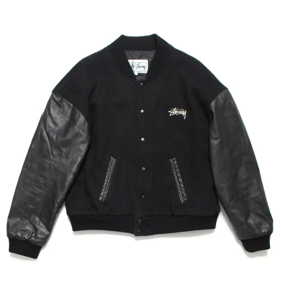 Stussy 1988 Vintage Homeboy Black Wool & Leather Varsity Jacket