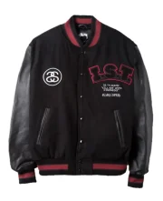 Stussy 35th IST Milano Chapter International Black Vintage Wool & Leather Varsity Jacket
