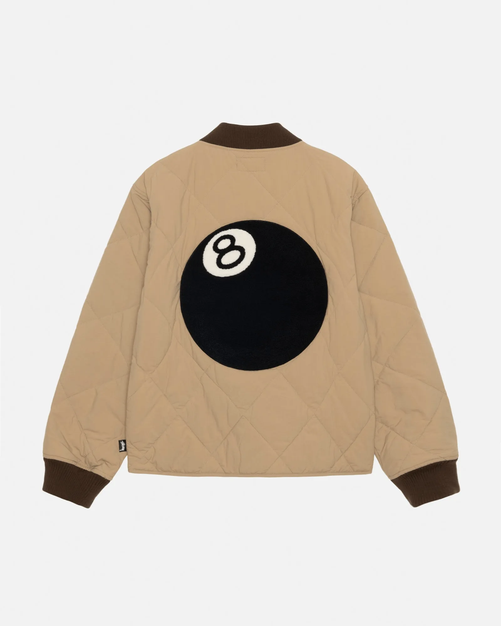 Stussy-8-Ball-Brown-Quilted-Line Stussy 8 Ball Brown Quilted Liner Jacket - Image 1