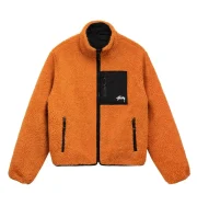 Stussy 8 Ball Sherpa Reversible Jacket ‘Orange’ - Image 2