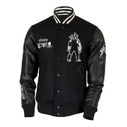 Stussy x Kostas Seremetis Vintage Black Wool & Leather Varsity Jacket