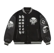 Supreme Bounty Hunter Black Wool & Leather Varsity Jacket - Front