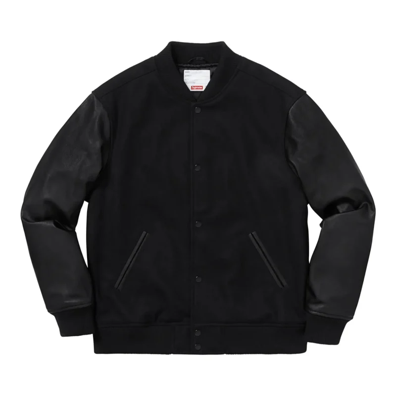 Supreme Motion Logo Black Varsity Jacket - Front
