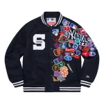 Supreme New Era MLB Black Varsity Jacket - Front