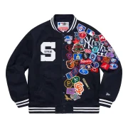 Supreme New Era MLB Black Varsity Jacket - Front
