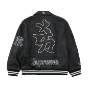 Supreme New York Yankees Kanji Black Leather Jacket - Image 3