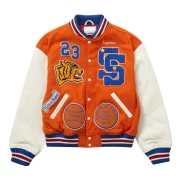 Supreme Tiger Orange & White Varsity Jacket - Front