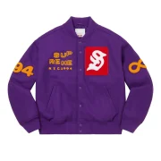 Supreme Tourist Wool Purple Varsity Jacket - Front