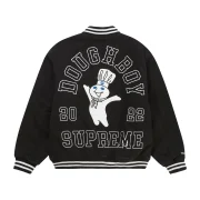 Supreme X Mitchell & Ness Doughboy Twill Black Varsity Jacket - Back