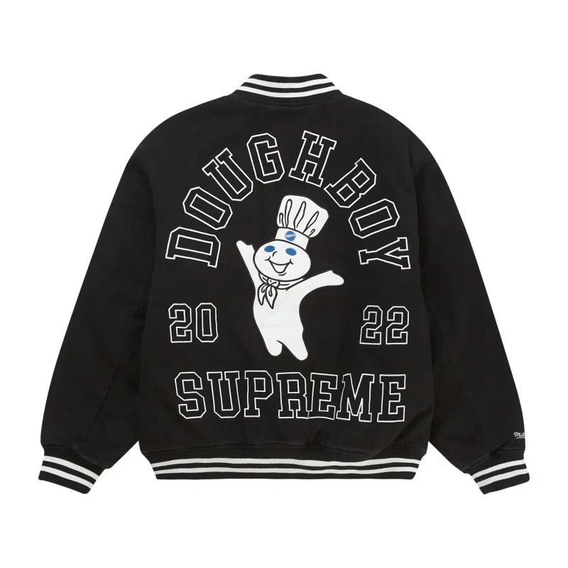Supreme X Mitchell & Ness Doughboy Twill Black Varsity Jacket - Back