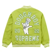 Supreme X Mitchell & Ness Doughboy Twill Light Green Varsity Jacket - Back