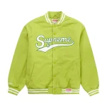 Supreme X Mitchell & Ness Doughboy Twill Light Green Varsity Jacket - Front