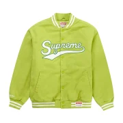 Supreme X Mitchell & Ness Doughboy Twill Light Green Varsity Jacket - Front