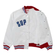 Supreme X Mitchell & Ness White Satin Varsity Jacket - Image 3