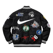 Supreme X Nike NBA Teams Warm-Up Black Varsity Jacket - Back