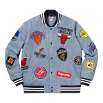 Supreme x Nike NBA Team-Inspired Blue Varsity Warm-Up Jacket - Front