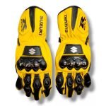 Suzuki GSXR Motorcycle Racing Leather Gloves - Genuine Leather Protection