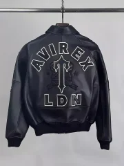 Trapstar x Avirex Men's Black Icon London Genuine Lambskin Leather Bomber Jacket - Image 2